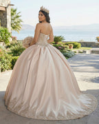 Sweetheart Embroidery Satin  Champagne Quinceanera Dresses Lace Ball Gowns - Curvevia