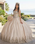 Sweetheart Embroidery Satin  Champagne Quinceanera Dresses Lace Ball Gowns - Curvevia