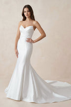 Mermaid Strapless Satin Wedding Dresses - Curvevia