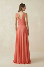 Sweetheart Pleated A-Line Chiffon Bridesmaid Dress in Wild Rose - Curvevia