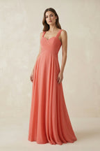 Sweetheart Pleated A-Line Chiffon Bridesmaid Dress in Wild Rose - Curvevia