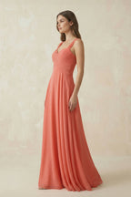Sweetheart Pleated A-Line Chiffon Bridesmaid Dress in Wild Rose - Curvevia