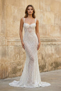 Sparkly A Line Sweetheart Mermaid Sequins Wedding Dresses - Curvevia