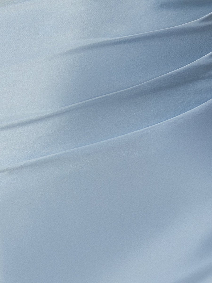 Sky Blue Bodycon Satin Sweetheart Beaded Mini Homecoming Dresses with Slit - Curvevia
