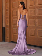 Glitter Mermaid Yellow Sweetheart Cut-out Long Prom Dress with Beading - Curvevia