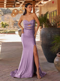 Glitter Mermaid Yellow Sweetheart Cut-out Long Prom Dress with Beading - Curvevia