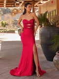 Glitter Mermaid Yellow Sweetheart Cut-out Long Prom Dress with Beading - Curvevia