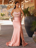 Glitter Mermaid Yellow Sweetheart Cut-out Long Prom Dress with Beading - Curvevia
