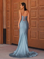 Glitter Mermaid Yellow Sweetheart Cut-out Long Prom Dress with Beading - Curvevia
