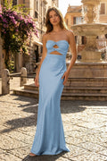 Sweetheart Aqua Blue Sheath Long Prom Dresses - Curvevia