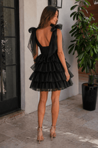 Trendy A-Line Tiered Homecoming Dress with Bow - Curvevia