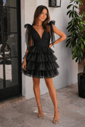 Trendy A-Line Tiered Homecoming Dress with Bow - Curvevia