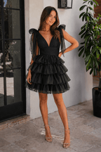 Trendy A-Line Tiered Homecoming Dress with Bow - Curvevia