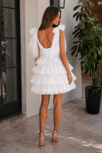 Trendy A-Line Tiered Homecoming Dress with Bow - Curvevia