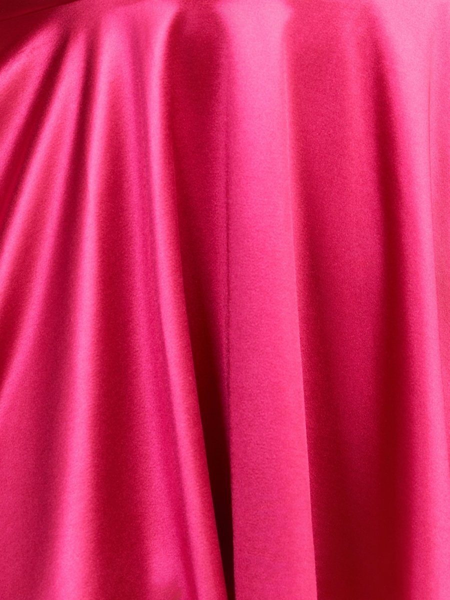 A-line Strapless Fuchsia Pleated Wedding Guest Dress with Keyhole - Curvevia