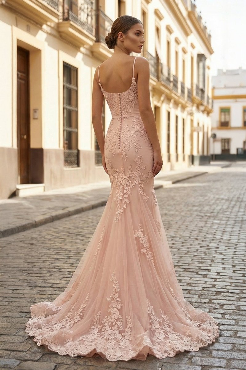 Mermaid Sweetheart Sleeveless Floor-Length Tulle Evening Dress With Appliqued - Curvevia