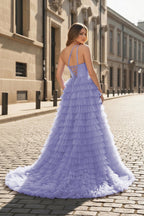 A Line One Shoulder Tiered Long Mother of the Bride Dress - Curvevia