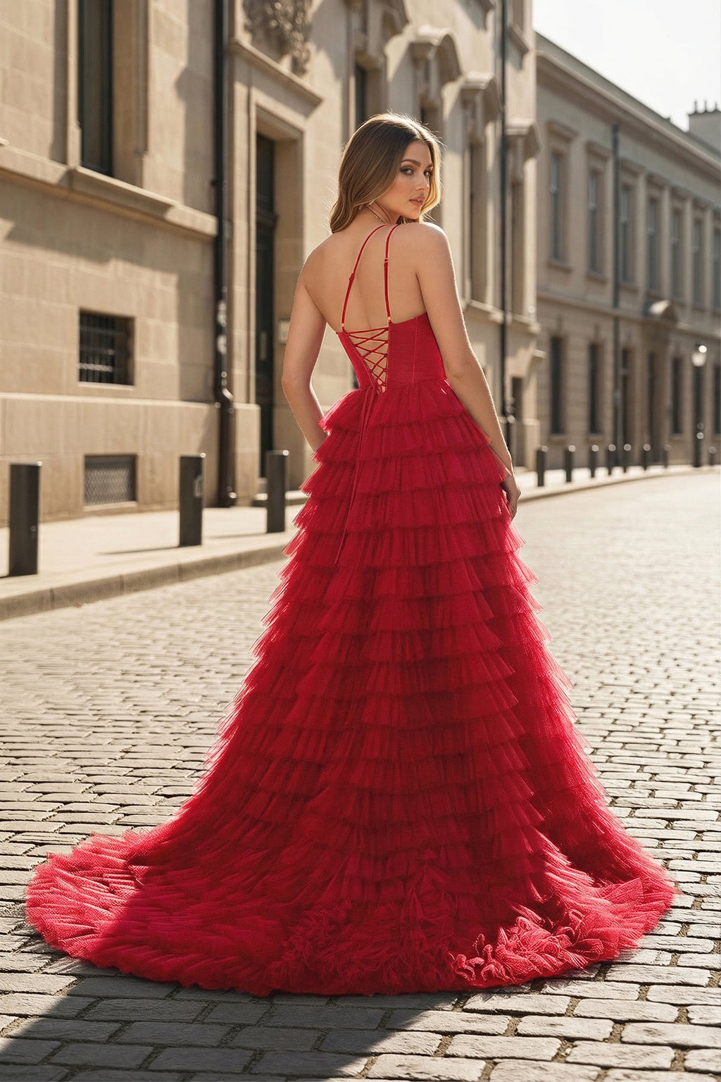 A Line One Shoulder Tiered Long Mother of the Bride Dress - Curvevia