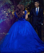Quinceanera Dress Princess Tulle Royal Blue Off The Shoulder - Curvevia