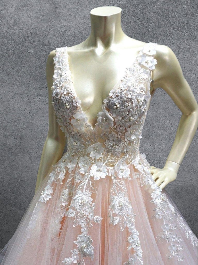Turquoise Lace Applique Ball Gown Long Ball Gowns Quinceanera Dress - Curvevia