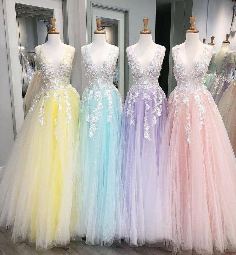Turquoise Lace Applique Ball Gown Long Ball Gowns Quinceanera Dress - Curvevia