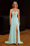 Sweetheart Keyhole Pleated A-Line Evening Dress - Curvevia