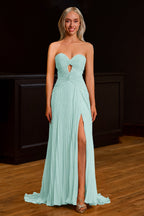Sweetheart Keyhole Pleated A-Line Evening Dress - Curvevia