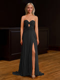 Sweetheart Keyhole Pleated A-Line Evening Dress - Curvevia