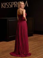 Sweetheart Keyhole Pleated A-Line Evening Dress - Curvevia