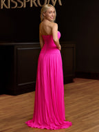 Sweetheart Keyhole Pleated A-Line Evening Dress - Curvevia