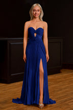 Sweetheart Keyhole Pleated A-Line Evening Dress - Curvevia