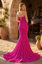Red Mermaid Sweetheart Neck Sequins Long Evening Dress - Curvevia