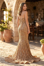 Red Mermaid Sweetheart Neck Sequins Long Evening Dress - Curvevia