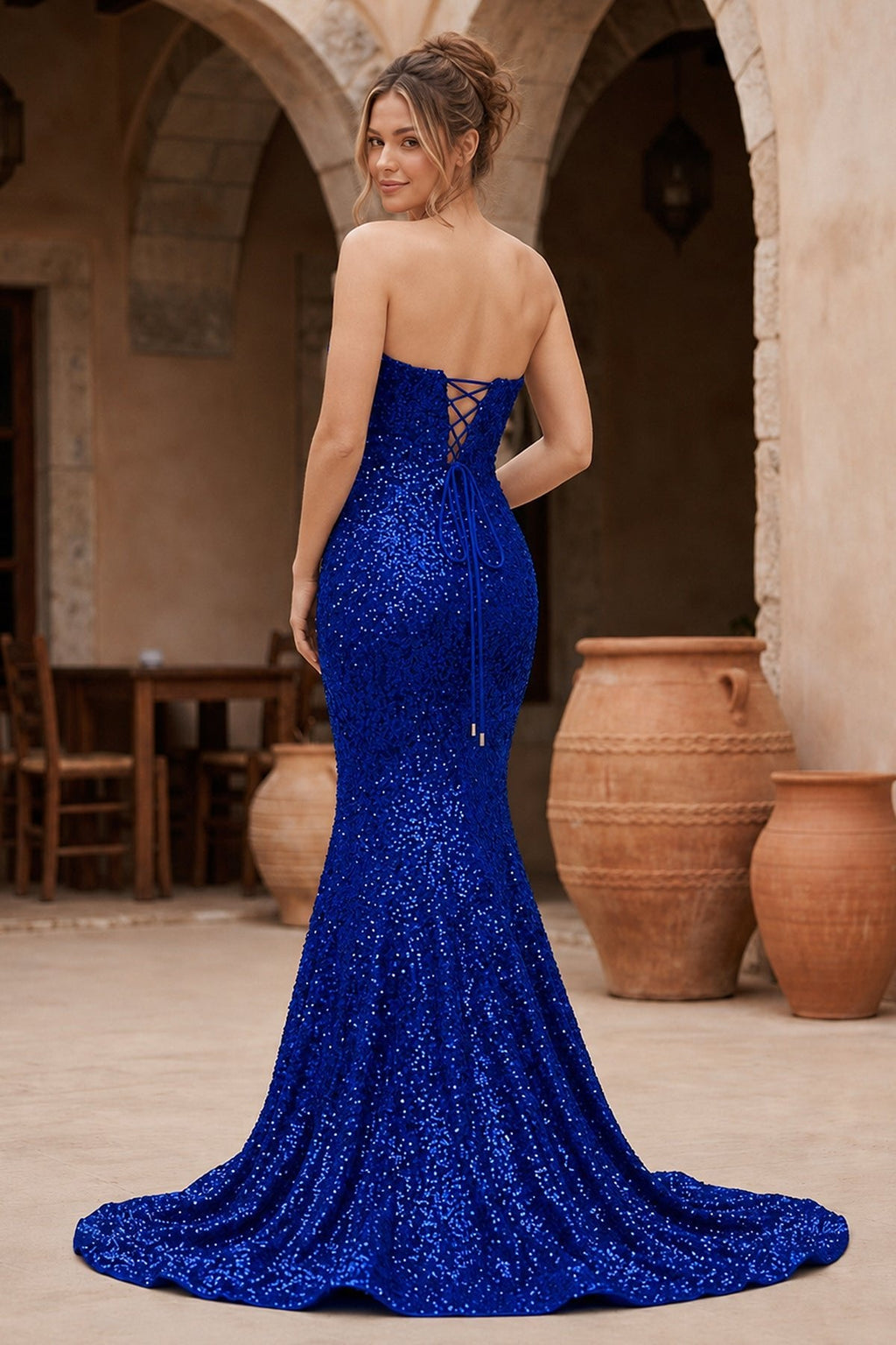 Red Mermaid Sweetheart Neck Sequins Long Evening Dress - Curvevia