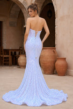 Red Mermaid Sweetheart Neck Sequins Long Evening Dress - Curvevia