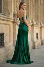Charming Mermaid Straps Slit Long Prom Dress with Beading - Curvevia