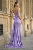 Charming Mermaid Straps Slit Long Prom Dress with Beading - Curvevia