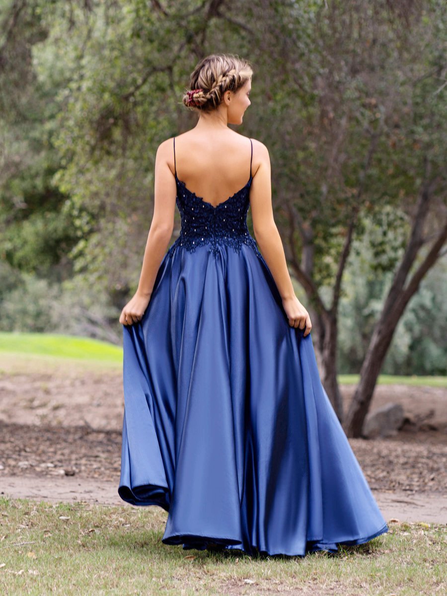V-Neck Lace Stain A-Line Floor-length Wedding Guest Dress - Curvevia