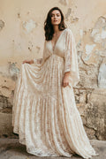A-Line Plunging Neckline Lace Wedding Dress With Open Back - Curvevia