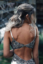 Long Spaghetti Straps Mermaid White Wedding Dress with Appliques - Curvevia