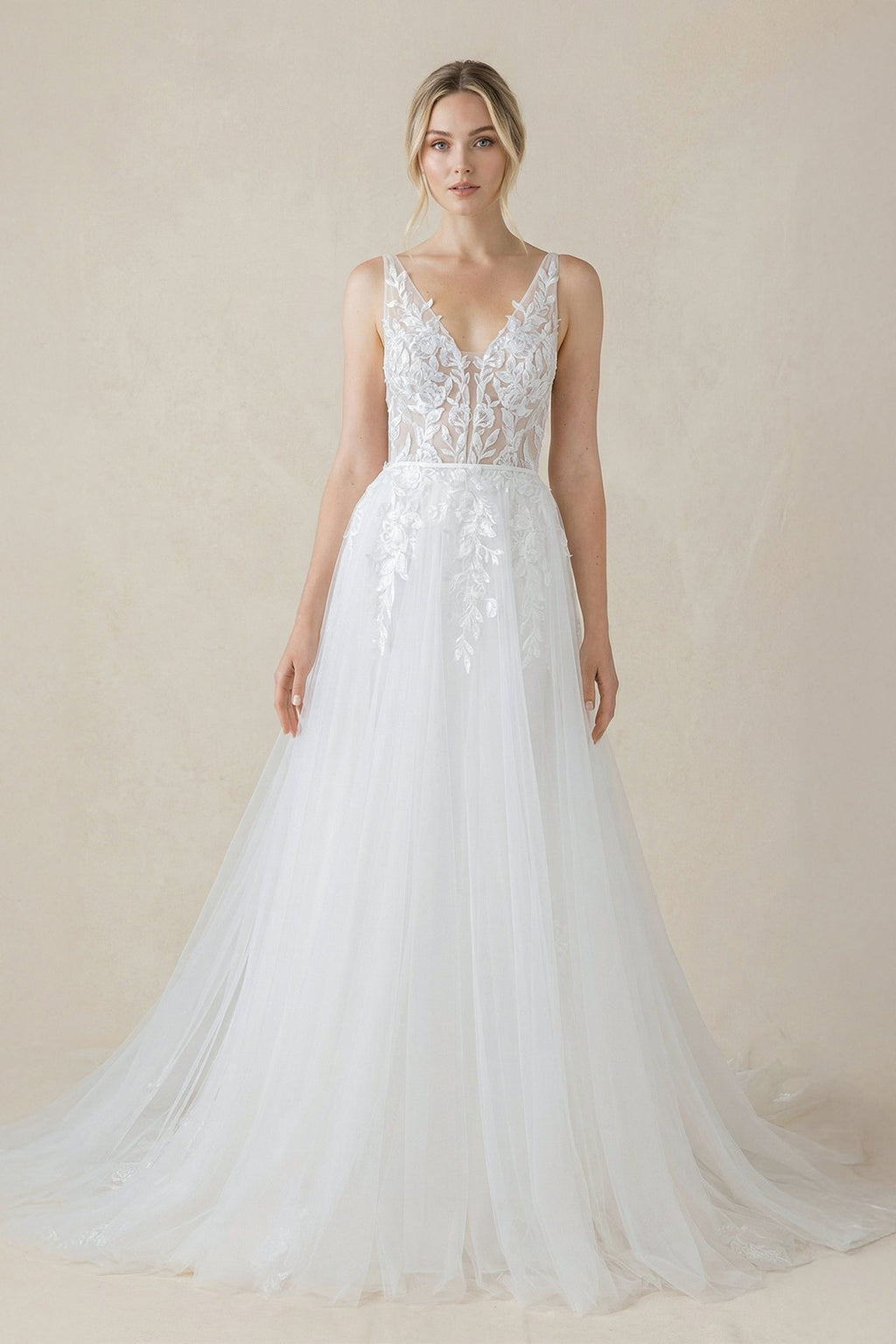 V Neck Satin Mermaid Wedding Dress in White - Curvevia