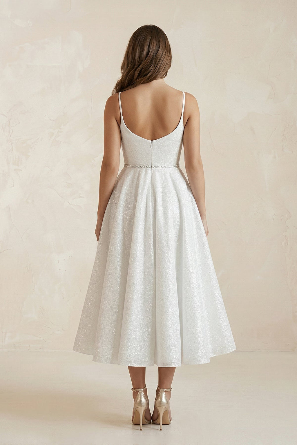 V-Neck Tulle A-Line Ruched Wedding Dress in White - Curvevia