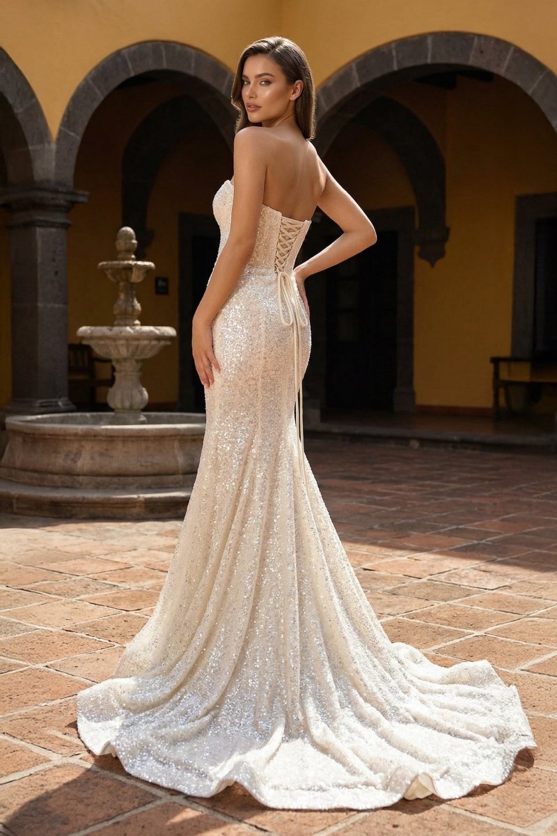 Mermaid Sweetheart Neck Sequins Evening Dress - Curvevia