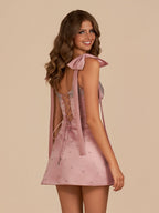 Pink Scoop Neck Satin Short Strapless Homecoming Dress With Bows - Curvevia