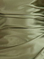Navy Blue Sheath Spaghetti Straps Pleated Satin Short Homecoming Dress - Curvevia