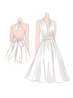 Vintage Tea-Length Chiffon Wedding Dress With Halter Neck and Bow - Curvevia
