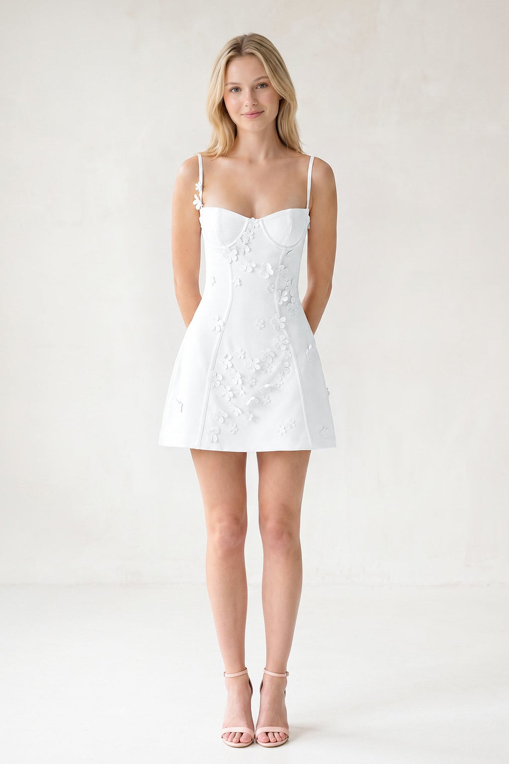 Pink A-Line Appliqued Spaghetti Straps Short Homecoming Dress - Curvevia