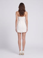 White Lace A-Line Sweetheart Back Zip Short Dress with Front Bow Detail - Curvevia