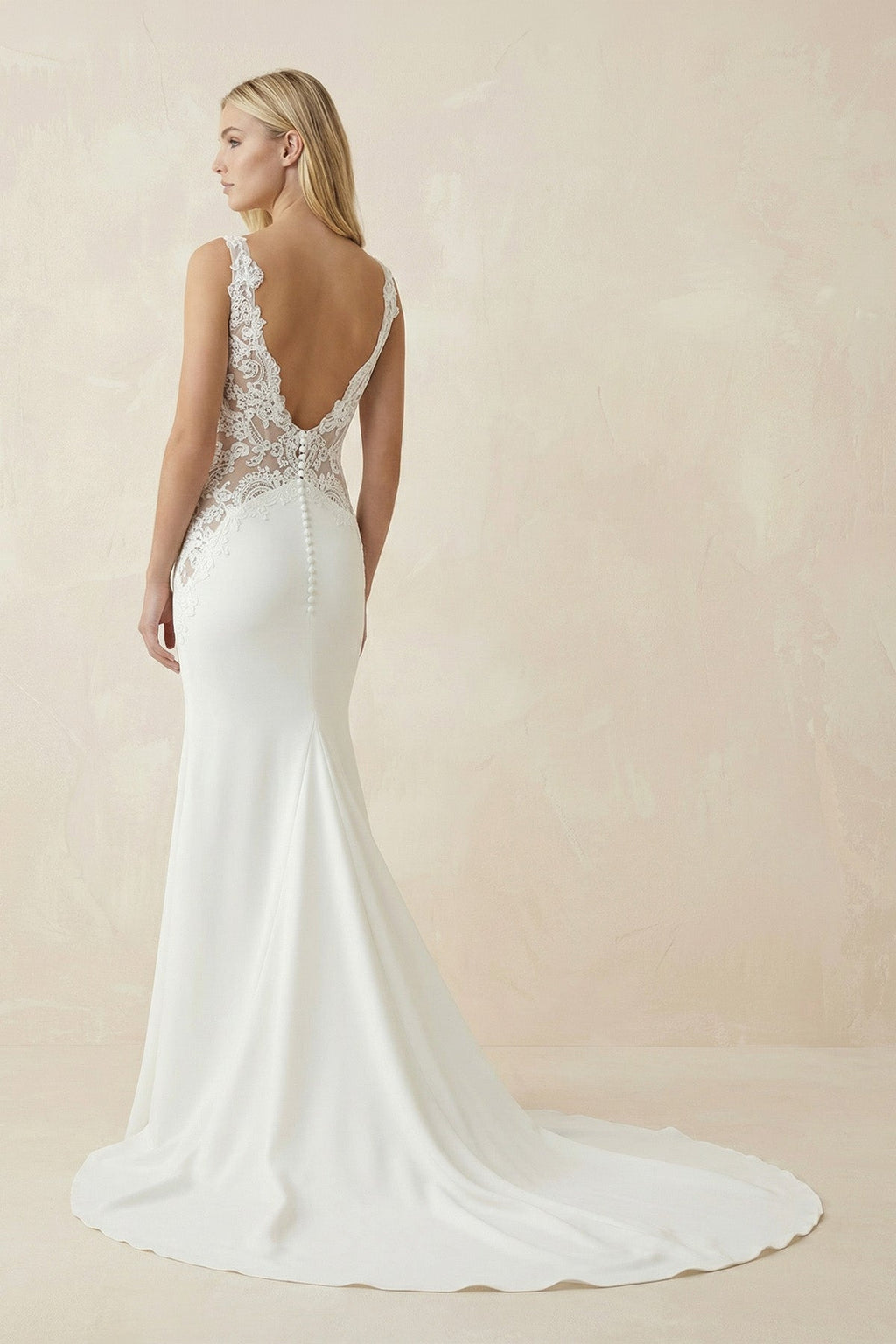 White Long Mermaid Boho Wedding Dress with Appliqued - Curvevia