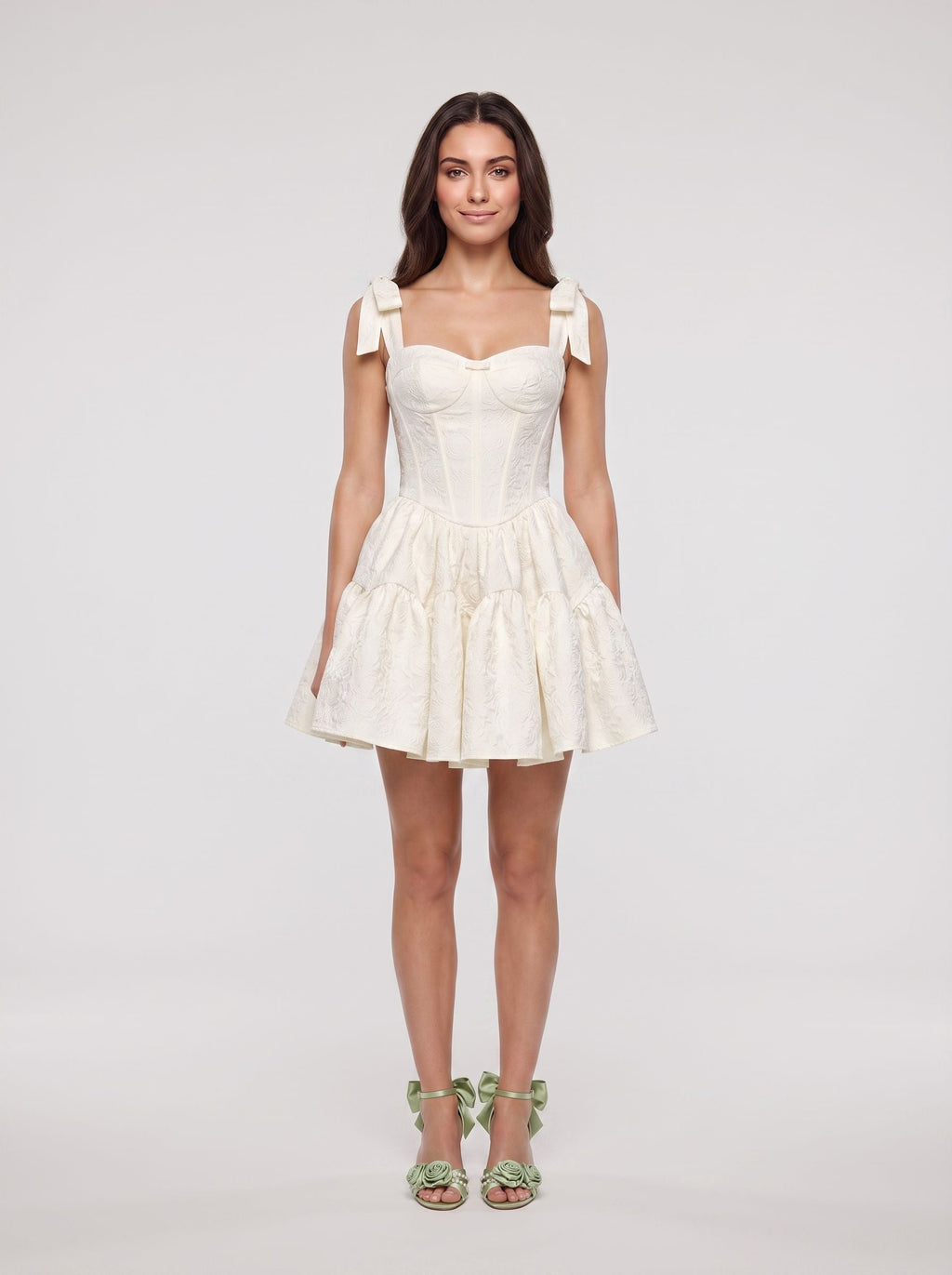 Ivory Satin A-Line Sweetheart Back Zip Short Dress with Spaghetti Straps - Curvevia